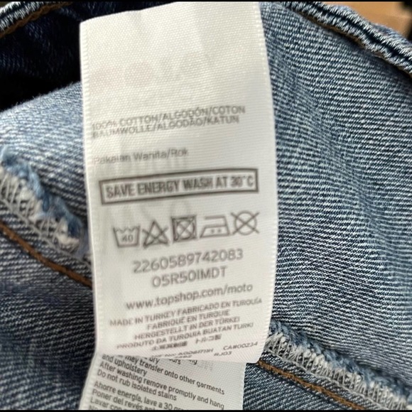 Topshop women’s medium wash moto button front denim skirt size 26 - Picture 4 of 6